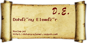 Dohány Elemér névjegykártya